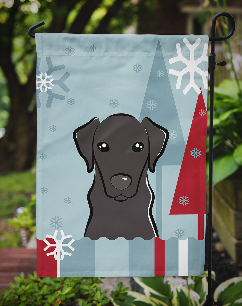 Winter Holiday Black Labrador Garden Flag Mailbox Decorative Yard Banner Outside Patio Artwork for Flower Beds, Garden Size, Multicolor