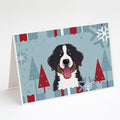 Winter Holiday Bernese Mountain Dog Greeting Cards Pack of 8 Blank Cards with Envelopes Whimsical A7 Size 5x7