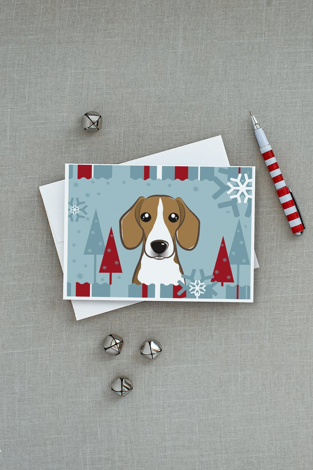 Winter Holiday Beagle Greeting Cards Pack of 8 Blank Cards with Envelopes Whimsical A7 Size 5x7
