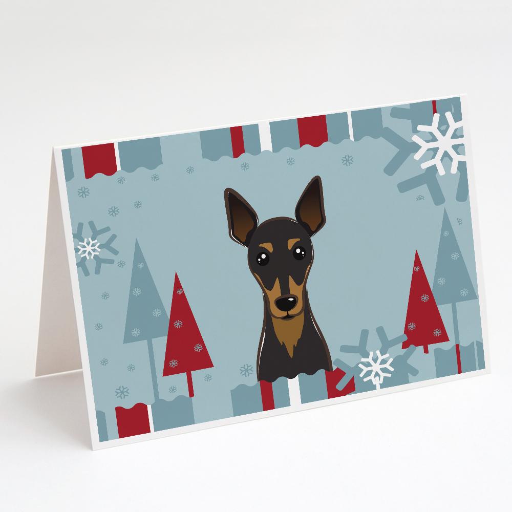 Winter Holiday Min Pin Greeting Cards Pack of 8 Blank Cards with Envelopes Whimsical A7 Size 5x7