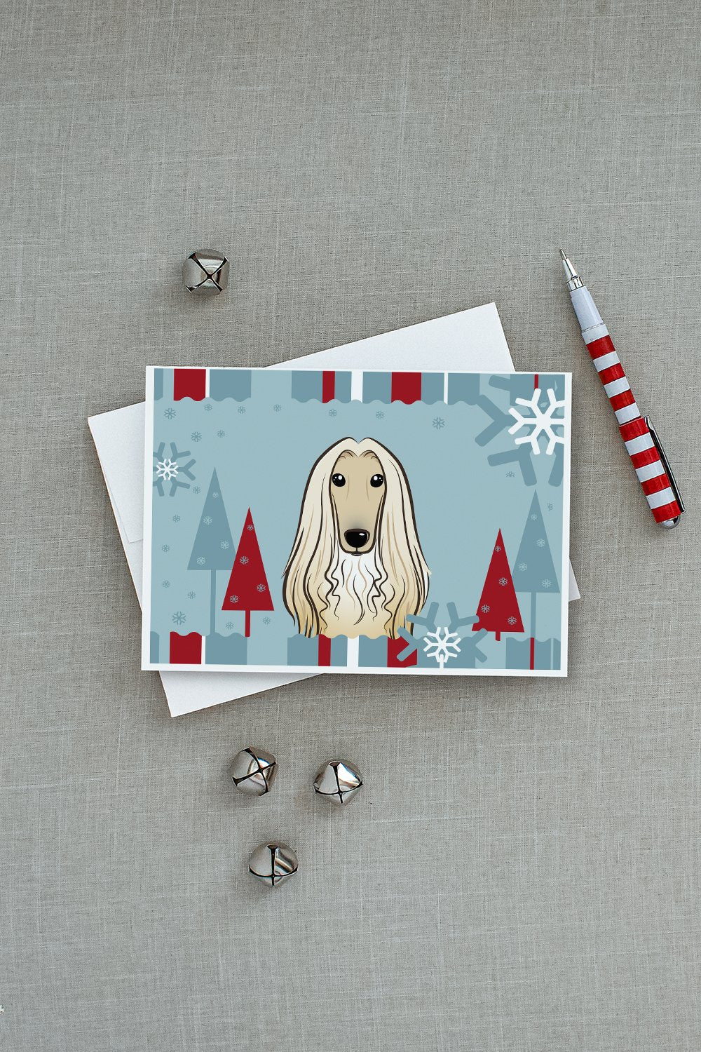 Winter Holiday Afghan Hound Greeting Cards Pack of 8 Blank Cards with Envelopes Whimsical A7 Size 5x7