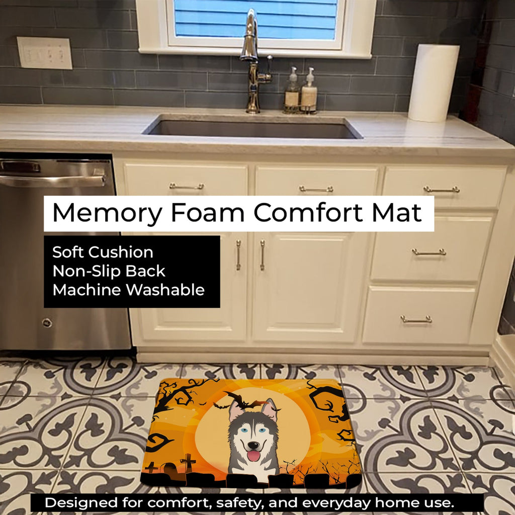 Halloween Alaskan Malamute Memory Foam Kitchen Mat Machine Washable Anti-Fatigue Cushion Comfort Bath or Kitchen Rug