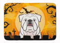 Halloween White English Bulldog Memory Foam Kitchen Mat Machine Washable Anti-Fatigue Cushion Comfort Bath or Kitchen Rug