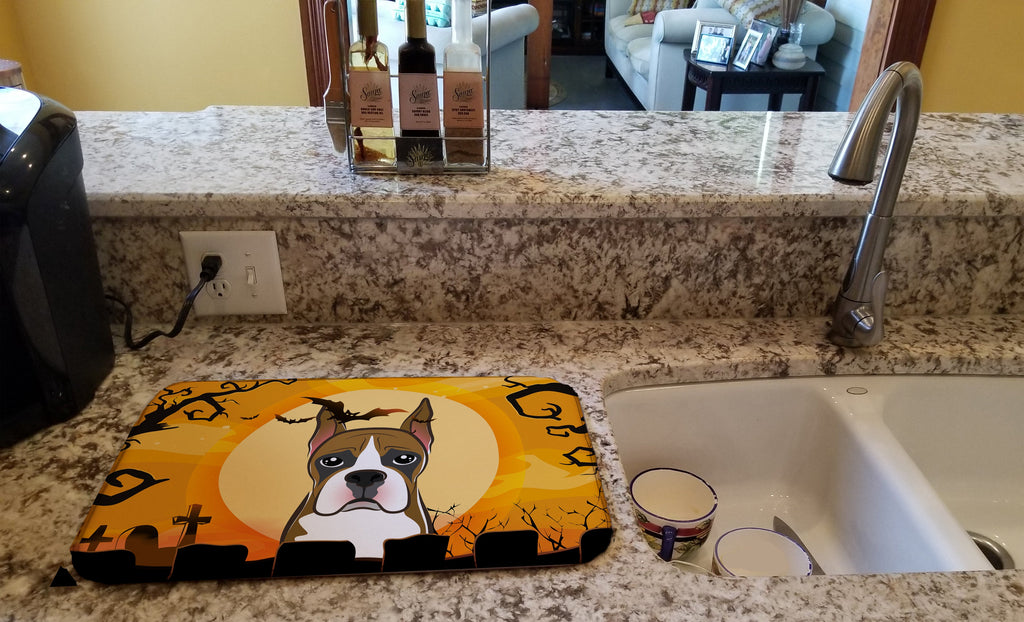 Halloween Boxer Dish Drying Mat Absorbent Dish Drying Mat Pad for Kitchen Counter Dish Drainer Mat for Countertop, 14 x 21", Multicolor