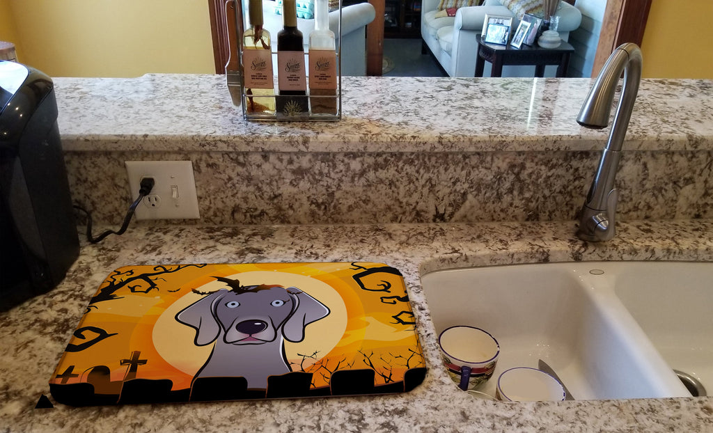 Halloween Weimaraner Dish Drying Mat Absorbent Dish Drying Mat Pad for Kitchen Counter Dish Drainer Mat for Countertop, 14 x 21", Multicolor