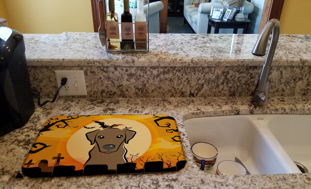 Halloween Chocolate Labrador Dish Drying Mat Absorbent Dish Drying Mat Pad for Kitchen Counter Dish Drainer Mat for Countertop, 14 x 21", Multicolor