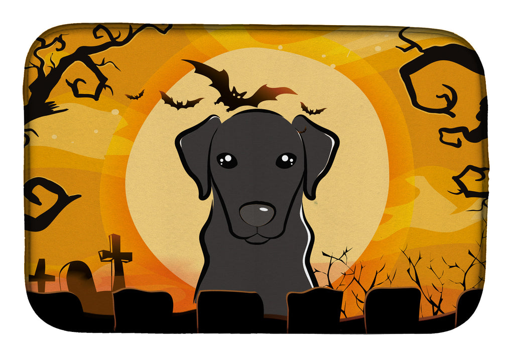 Halloween Black Labrador Dish Drying Mat Absorbent Dish Drying Mat Pad for Kitchen Counter Dish Drainer Mat for Countertop, 14 x 21", Multicolor