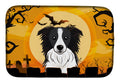 Halloween Border Collie Dish Drying Mat Absorbent Dish Drying Mat Pad for Kitchen Counter Dish Drainer Mat for Countertop, 14 x 21", Multicolor