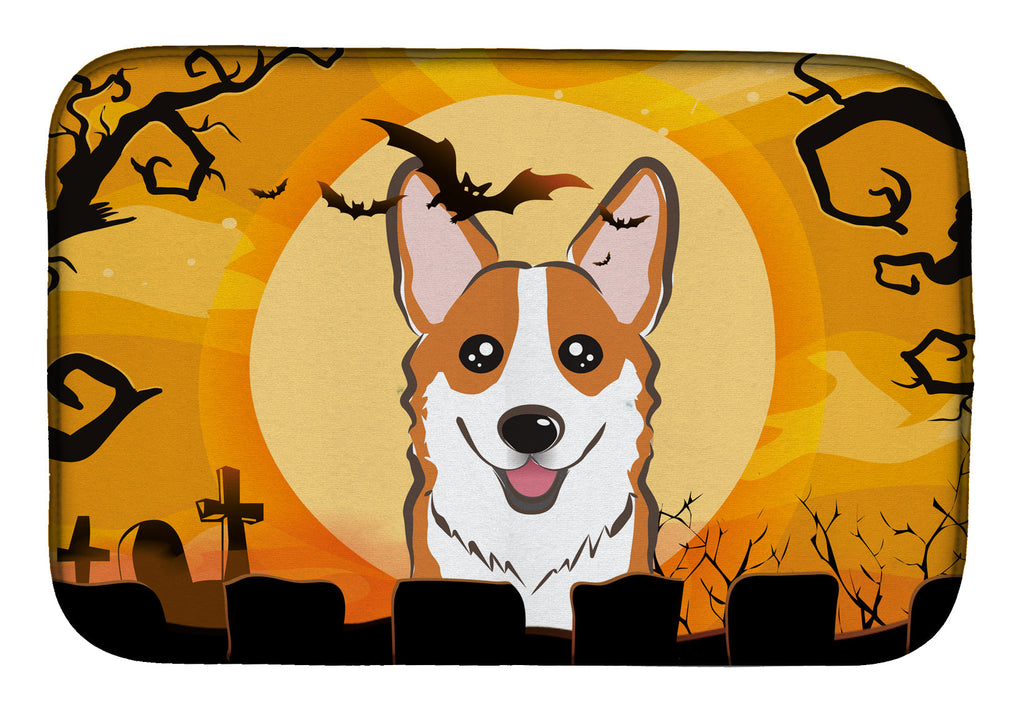 Halloween Red Corgi Dish Drying Mat Absorbent Dish Drying Mat Pad for Kitchen Counter Dish Drainer Mat for Countertop, 14 x 21", Multicolor