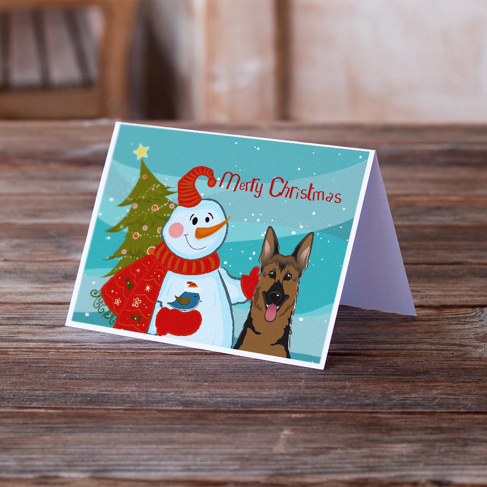 Snowman with German Shepherd Greeting Cards Pack of 8 Blank Cards with Envelopes Whimsical A7 Size 5x7
