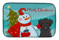 Snowman with Black Labrador Dish Drying Mat Absorbent Dish Drying Mat Pad for Kitchen Counter Dish Drainer Mat for Countertop, 14 x 21", Multicolor