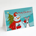 Snowman with Italian Greyhound Greeting Cards Pack of 8 Blank Cards with Envelopes Whimsical A7 Size 5x7