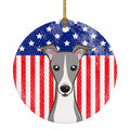 American Flag and Italian Greyhound Ceramic Ornament Christmas Tree Hanging Decorations for Home Christmas Holiday, Party, Gift, 3 in, Multicolor