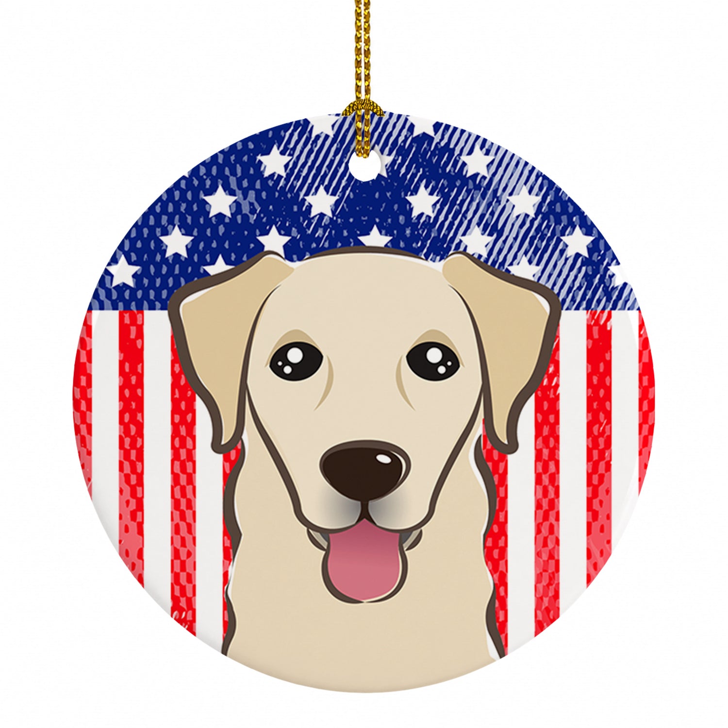 American Flag and Golden Retriever Ceramic Ornament Christmas Tree Hanging Decorations for Home Christmas Holiday, Party, Gift, 3 in, Multicolor