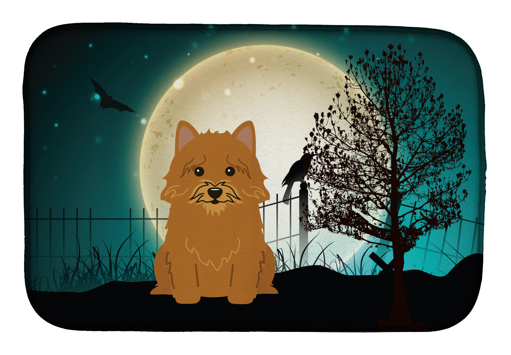 Halloween Scary Norwich Terrier Dish Drying Mat Absorbent Dish Drying Mat Pad for Kitchen Counter Dish Drainer Mat for Countertop, 14 x 21", Multicolor
