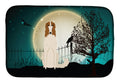 Halloween Scary Borzoi Dish Drying Mat Absorbent Dish Drying Mat Pad for Kitchen Counter Dish Drainer Mat for Countertop, 14 x 21", Multicolor