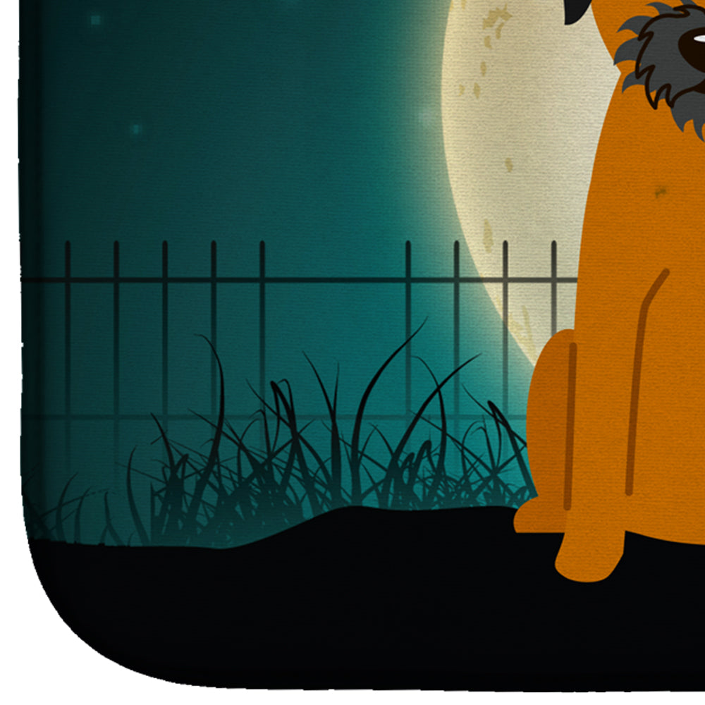 Halloween Scary Border Terrier Dish Drying Mat Absorbent Dish Drying Mat Pad for Kitchen Counter Dish Drainer Mat for Countertop, 14 x 21", Multicolor