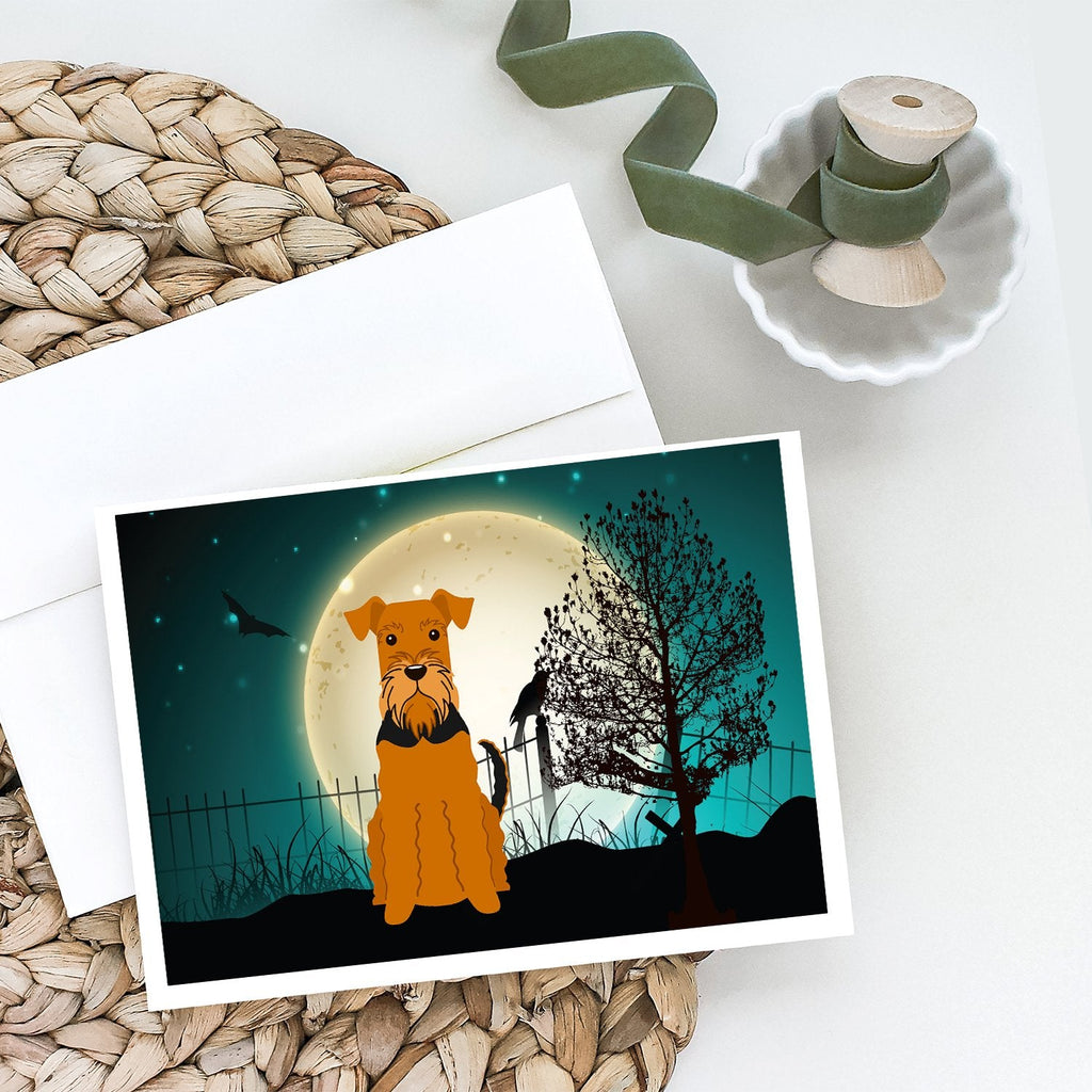 Halloween Scary Airedale Greeting Cards Pack of 8 Blank Cards with Envelopes Whimsical A7 Size 5x7