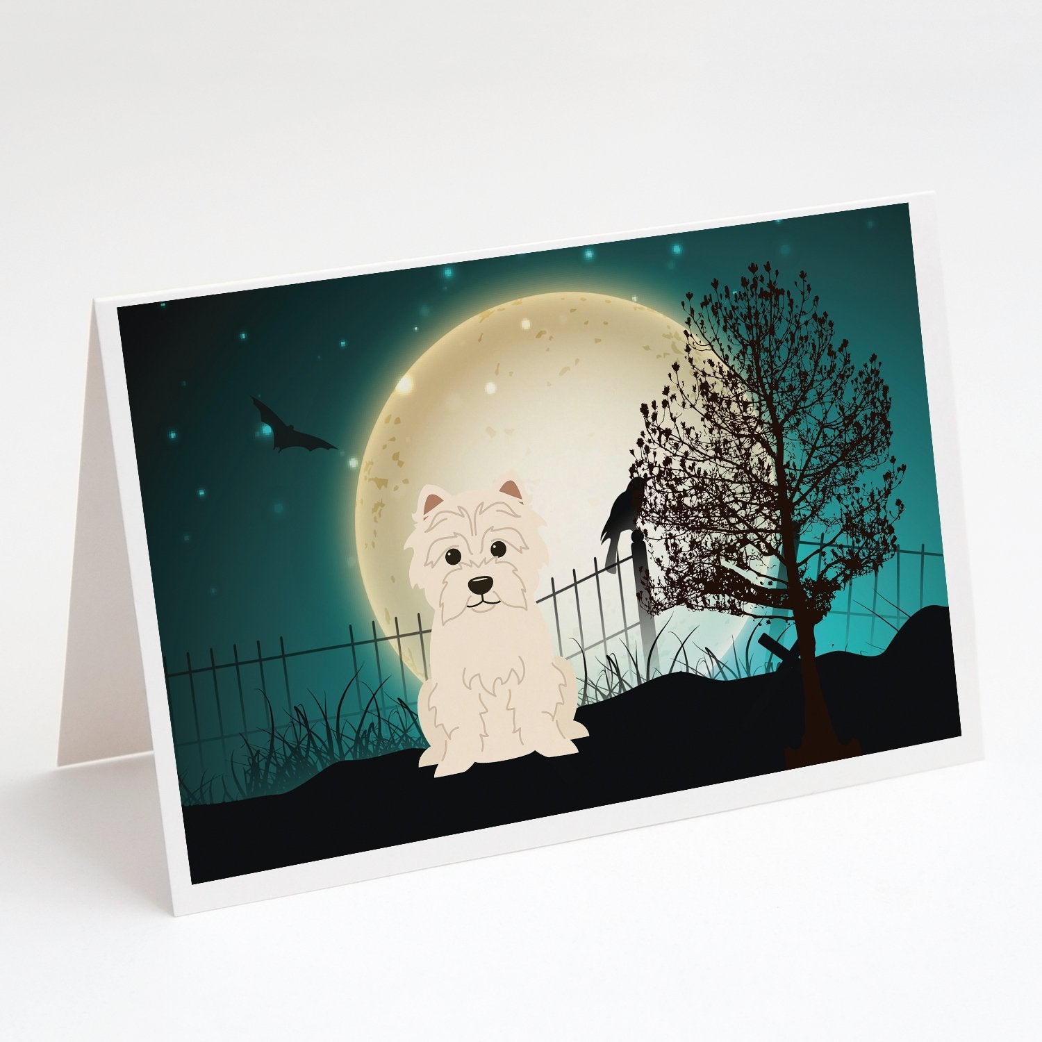 Halloween Scary Westie Greeting Cards Pack of 8 Blank Cards with Envelopes Whimsical A7 Size 5x7