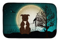 Halloween Scary Staffordshire Bull Terrier Chocolate Dish Drying Mat Absorbent Dish Drying Mat Pad for Kitchen Counter Dish Drainer Mat for Countertop, 14 x 21", Multicolor
