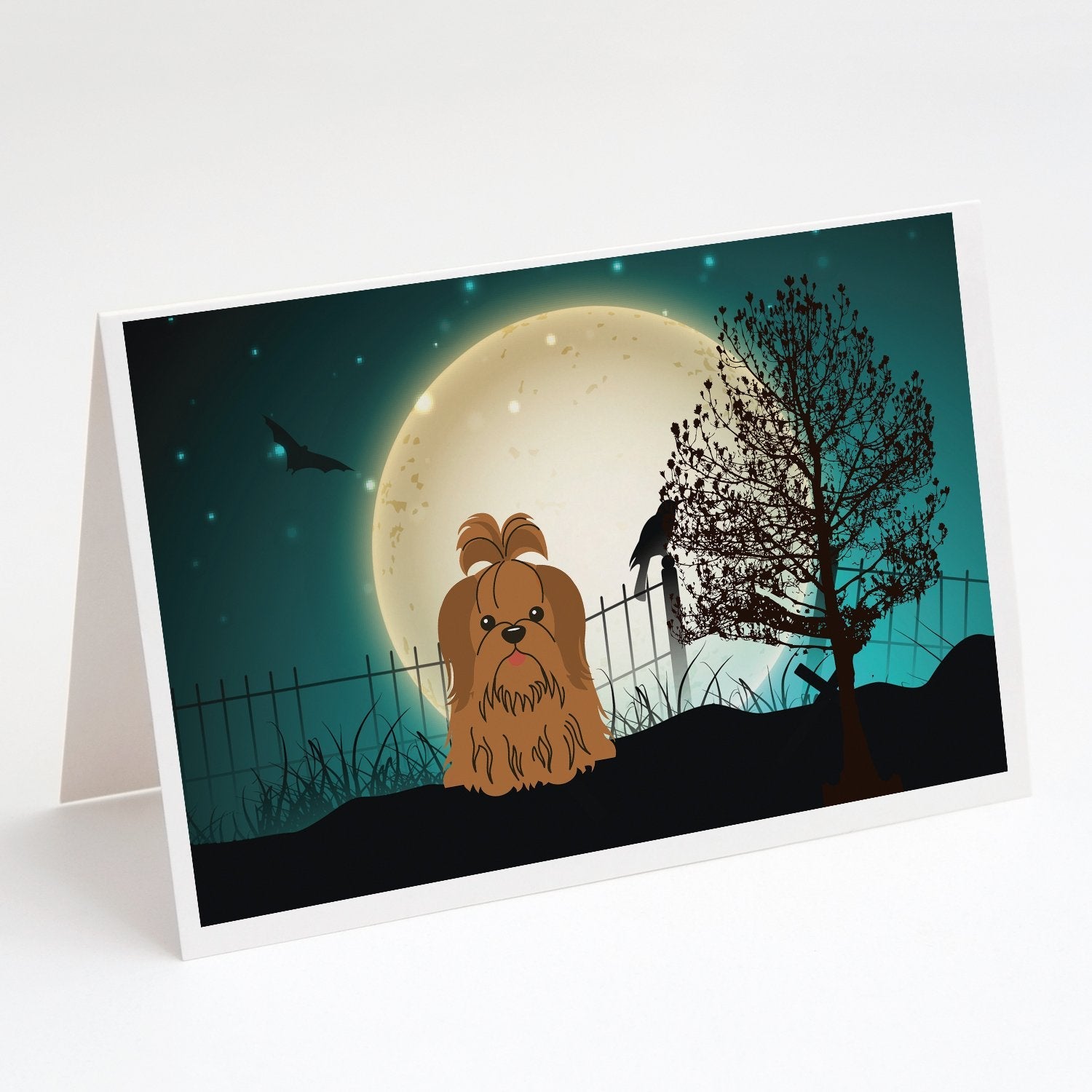 Halloween Scary Shih Tzu Chocolate Greeting Cards Pack of 8 Blank Cards with Envelopes Whimsical A7 Size 5x7