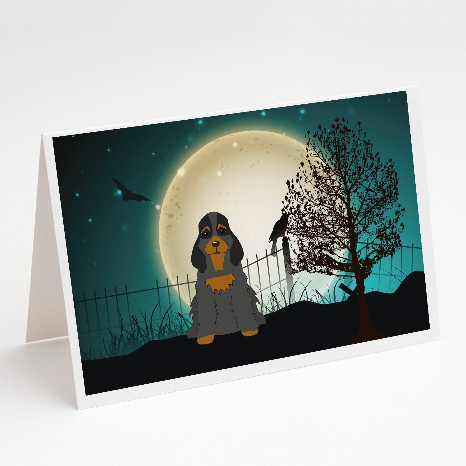Halloween Scary Cocker Spaniel Black Tan Greeting Cards Pack of 8 Blank Cards with Envelopes Whimsical A7 Size 5x7