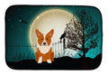 Halloween Scary Corgi Dish Drying Mat Absorbent Dish Drying Mat Pad for Kitchen Counter Dish Drainer Mat for Countertop, 14 x 21", Multicolor