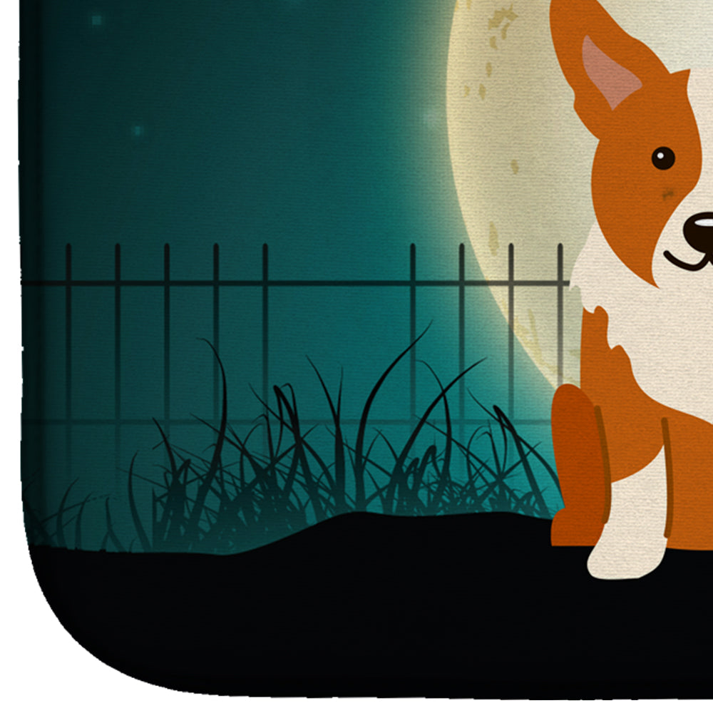 Halloween Scary Corgi Dish Drying Mat Absorbent Dish Drying Mat Pad for Kitchen Counter Dish Drainer Mat for Countertop, 14 x 21", Multicolor