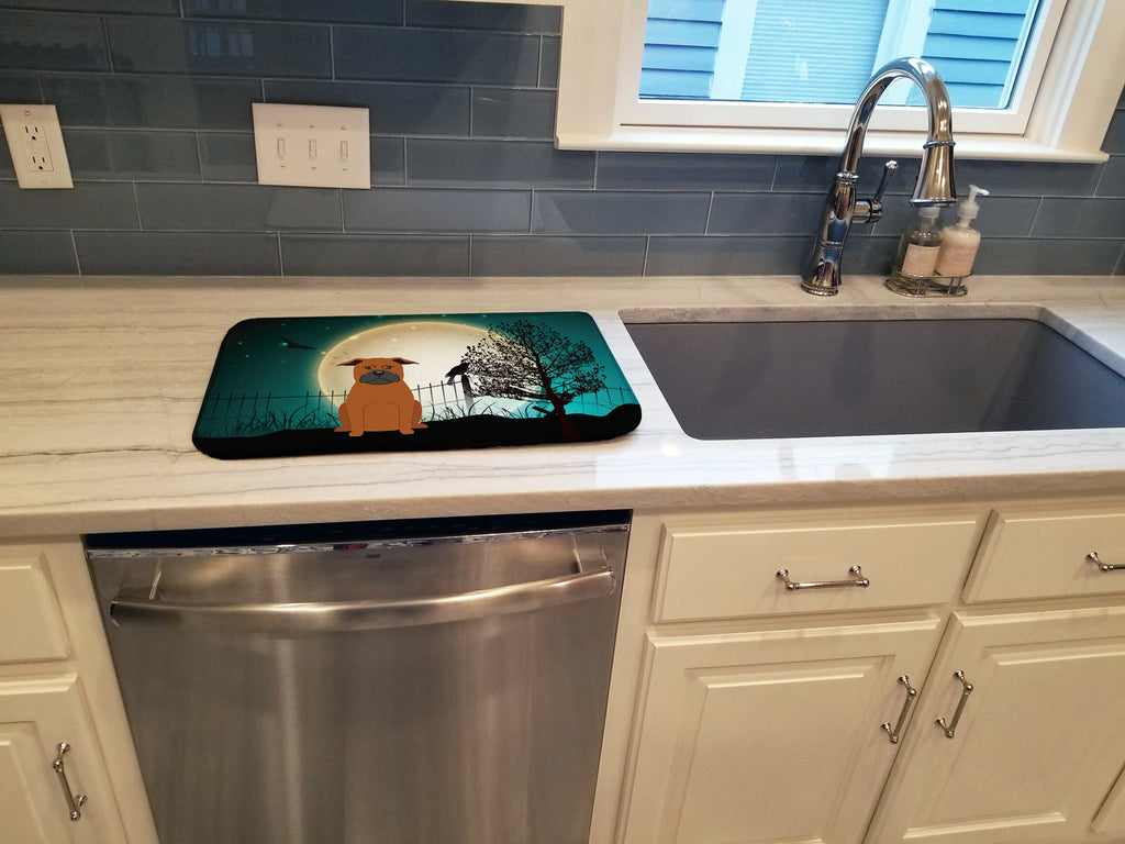 Halloween Scary Chinese Chongqing Dog Dish Drying Mat Absorbent Dish Drying Mat Pad for Kitchen Counter Dish Drainer Mat for Countertop, 14 x 21", Multicolor