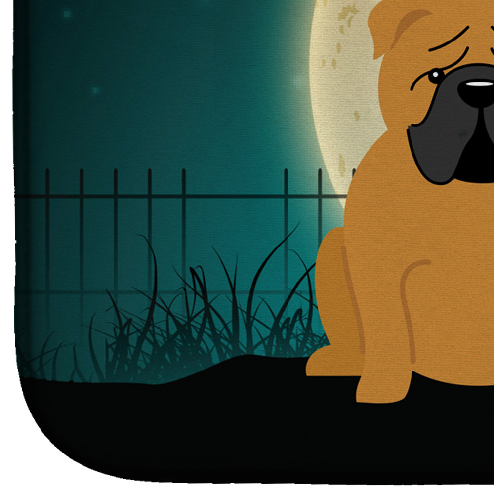 Halloween Scary English Bulldog Red Dish Drying Mat Absorbent Dish Drying Mat Pad for Kitchen Counter Dish Drainer Mat for Countertop, 14 x 21", Multicolor