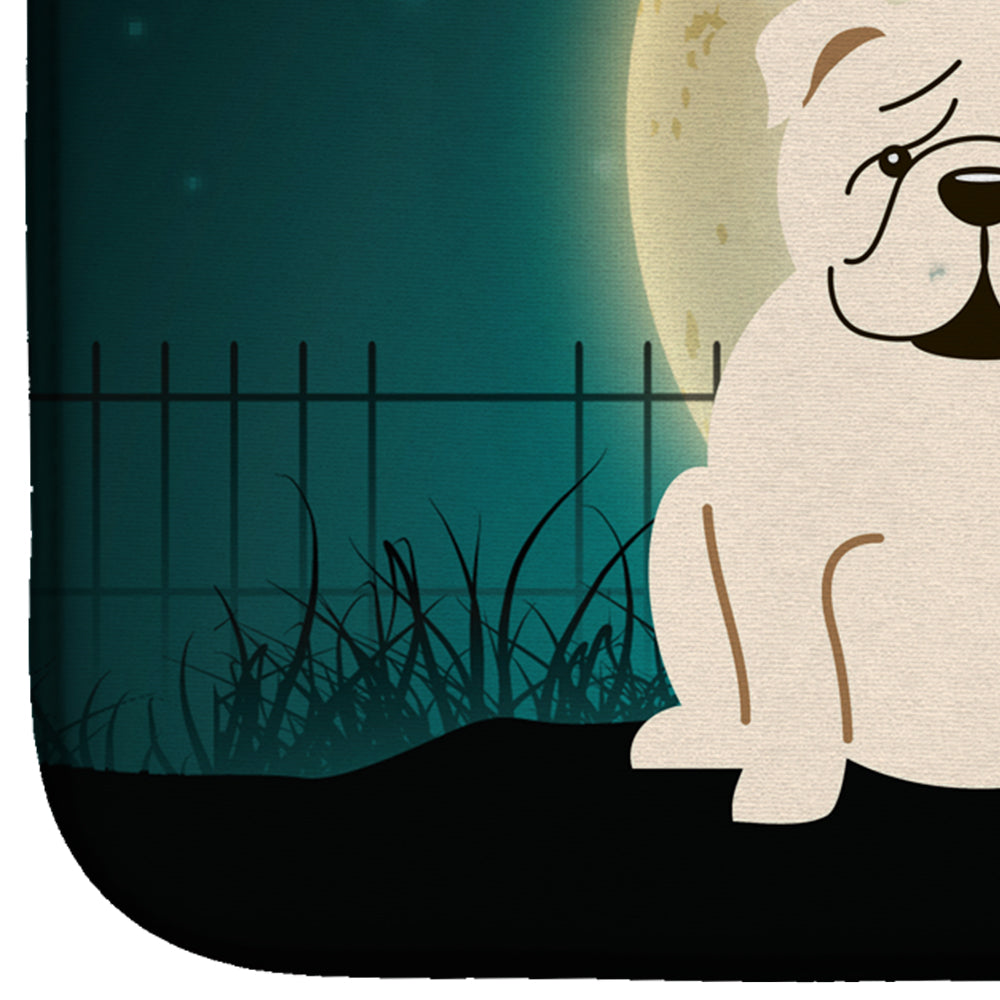Halloween Scary English Bulldog White Dish Drying Mat Absorbent Dish Drying Mat Pad for Kitchen Counter Dish Drainer Mat for Countertop, 14 x 21", Multicolor