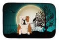 Halloween Scary English Bulldog Fawn White Dish Drying Mat Absorbent Dish Drying Mat Pad for Kitchen Counter Dish Drainer Mat for Countertop, 14 x 21", Multicolor