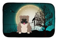 Halloween Scary English Bulldog Grey Brindle Dish Drying Mat Absorbent Dish Drying Mat Pad for Kitchen Counter Dish Drainer Mat for Countertop, 14 x 21", Multicolor