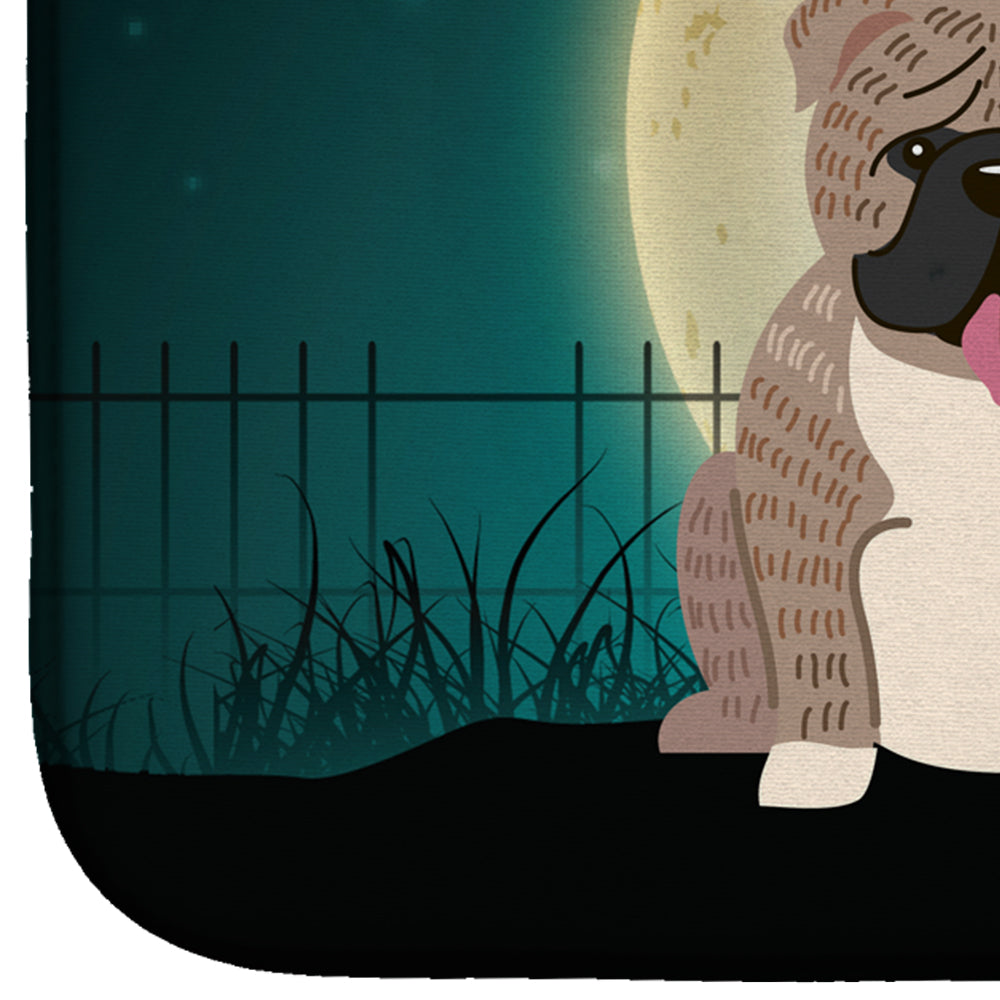 Halloween Scary English Bulldog Grey Brindle Dish Drying Mat Absorbent Dish Drying Mat Pad for Kitchen Counter Dish Drainer Mat for Countertop, 14 x 21", Multicolor