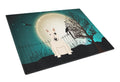 Halloween Scary Bull Terrier White Cutting Board Tempered Glass Kitchen Cutting Surface, Heat Resistant Chopping, Non-Slip Feet, Food Prep & Serving