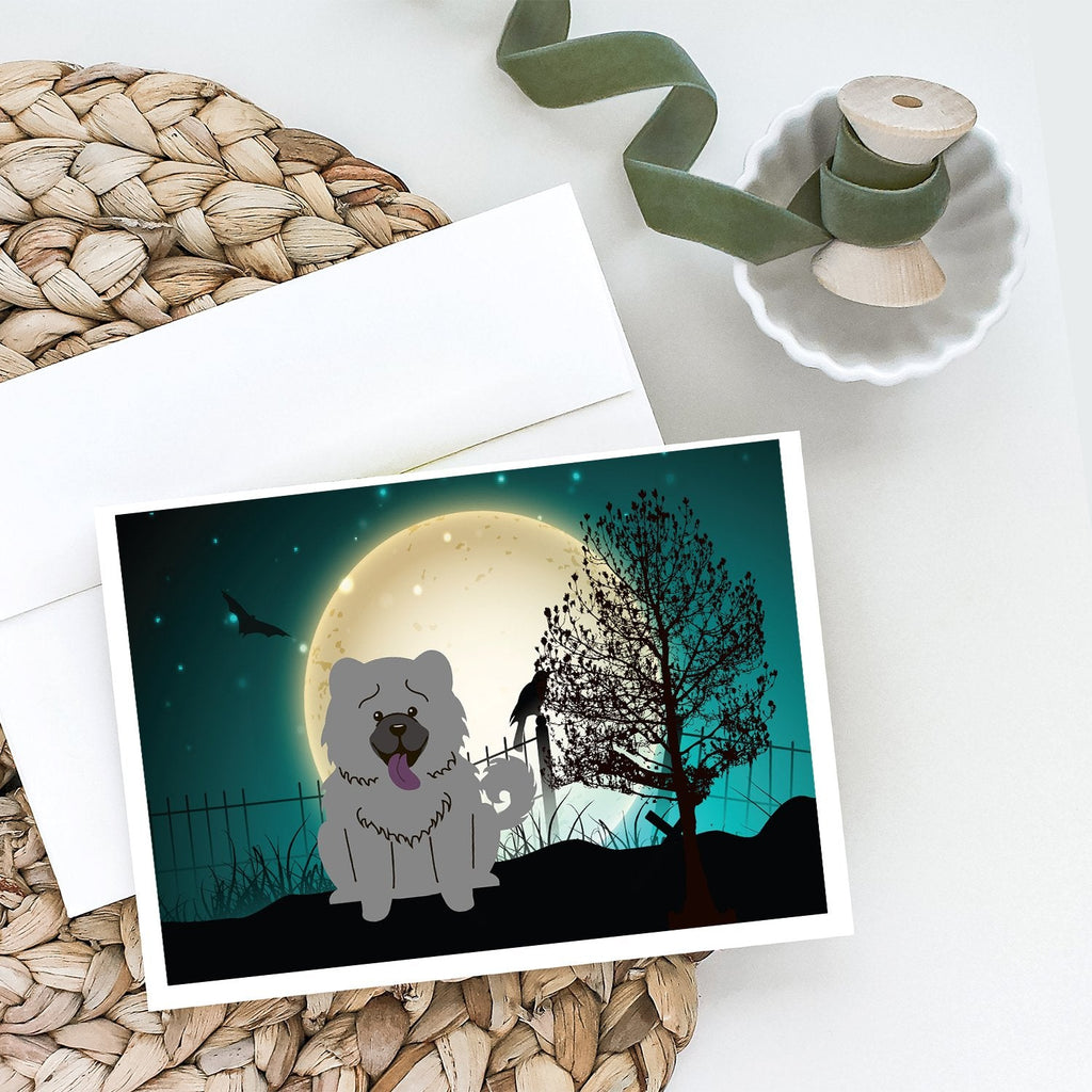 Halloween Scary Chow Chow Blue Greeting Cards Pack of 8 Blank Cards with Envelopes Whimsical A7 Size 5x7