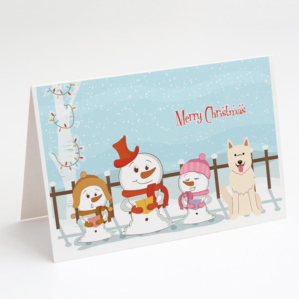 Merry Christmas Carolers White German Shepherd Greeting Cards Pack of 8 Blank Cards with Envelopes Whimsical A7 Size 5x7
