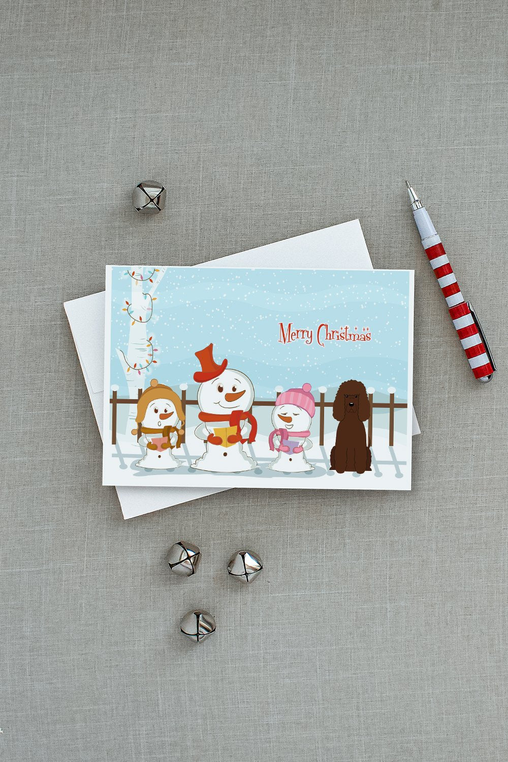 Merry Christmas Carolers Irish Water Spaniel Greeting Cards Pack of 8 Blank Cards with Envelopes Whimsical A7 Size 5x7