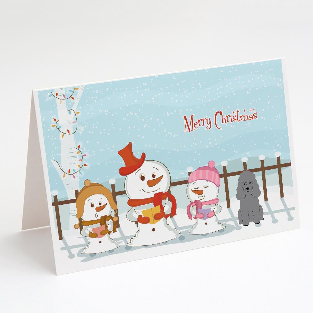 Merry Christmas Carolers Poodle Silver Greeting Cards Pack of 8 Blank Cards with Envelopes Whimsical A7 Size 5x7
