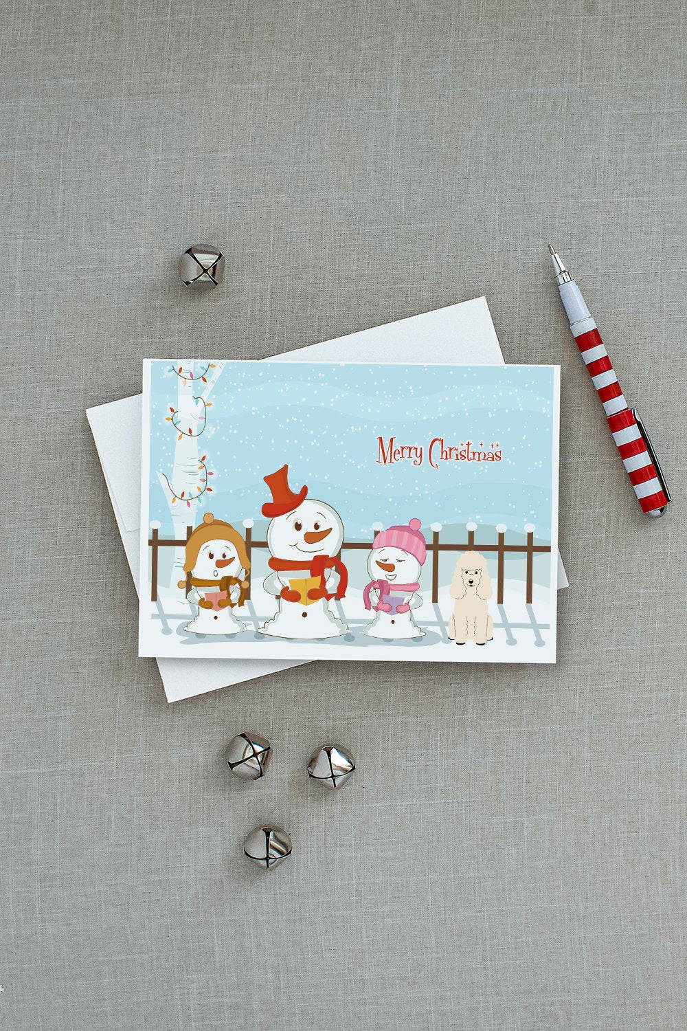 Merry Christmas Carolers Poodle White Greeting Cards Pack of 8 Blank Cards with Envelopes Whimsical A7 Size 5x7