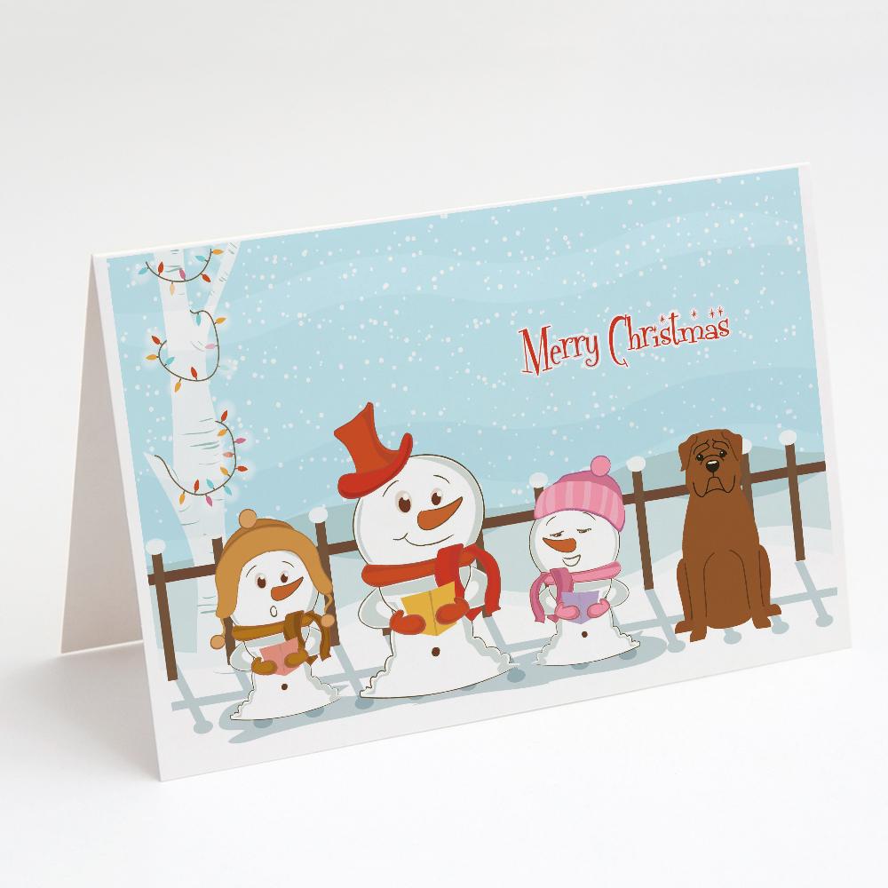 Merry Christmas Carolers Dogue de Bourdeaux Greeting Cards Pack of 8 Blank Cards with Envelopes Whimsical A7 Size 5x7