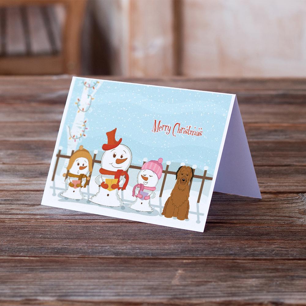 Merry Christmas Carolers Briard Brown Greeting Cards Pack of 8 Blank Cards with Envelopes Whimsical A7 Size 5x7
