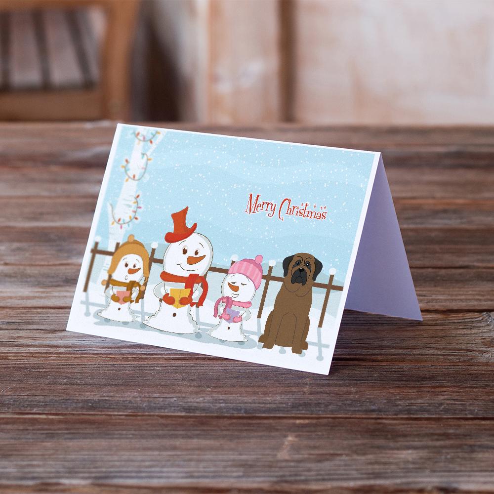 Merry Christmas Carolers Bullmastiff Greeting Cards Pack of 8 Blank Cards with Envelopes Whimsical A7 Size 5x7