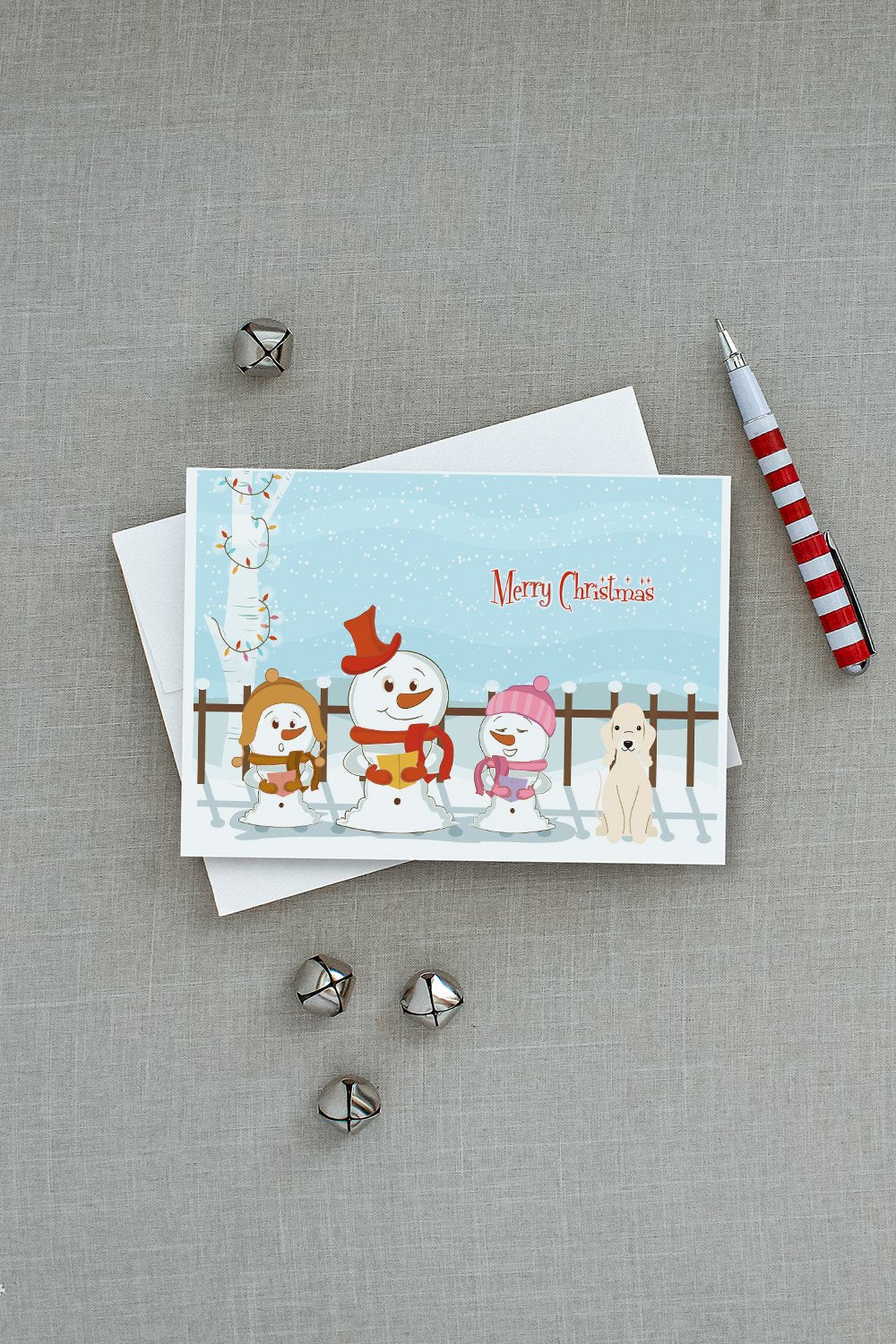Merry Christmas Carolers Bedlington Terrier Sandy Greeting Cards Pack of 8 Blank Cards with Envelopes Whimsical A7 Size 5x7
