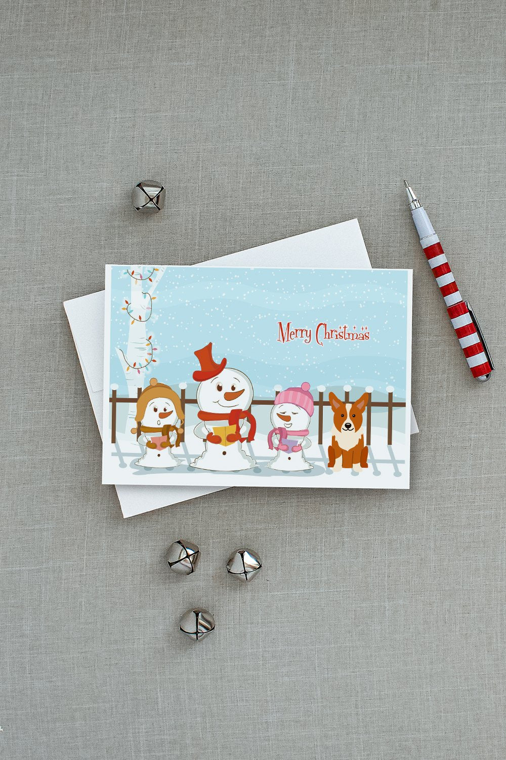 Merry Christmas Carolers Corgi Greeting Cards Pack of 8 Blank Cards with Envelopes Whimsical A7 Size 5x7