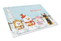 Merry Christmas Carolers English Toy Terrier Cutting Board Tempered Glass Kitchen Cutting Surface, Heat Resistant Chopping, Non-Slip Feet, Food Prep & Serving