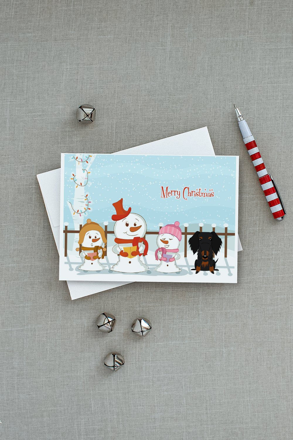 Merry Christmas Carolers Wire Haired Dachshund Black Tan Greeting Cards Pack of 8 Blank Cards with Envelopes Whimsical A7 Size 5x7
