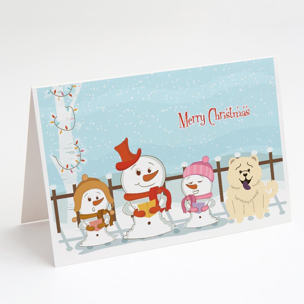 Merry Christmas Carolers Chow Chow White Greeting Cards Pack of 8 Blank Cards with Envelopes Whimsical A7 Size 5x7