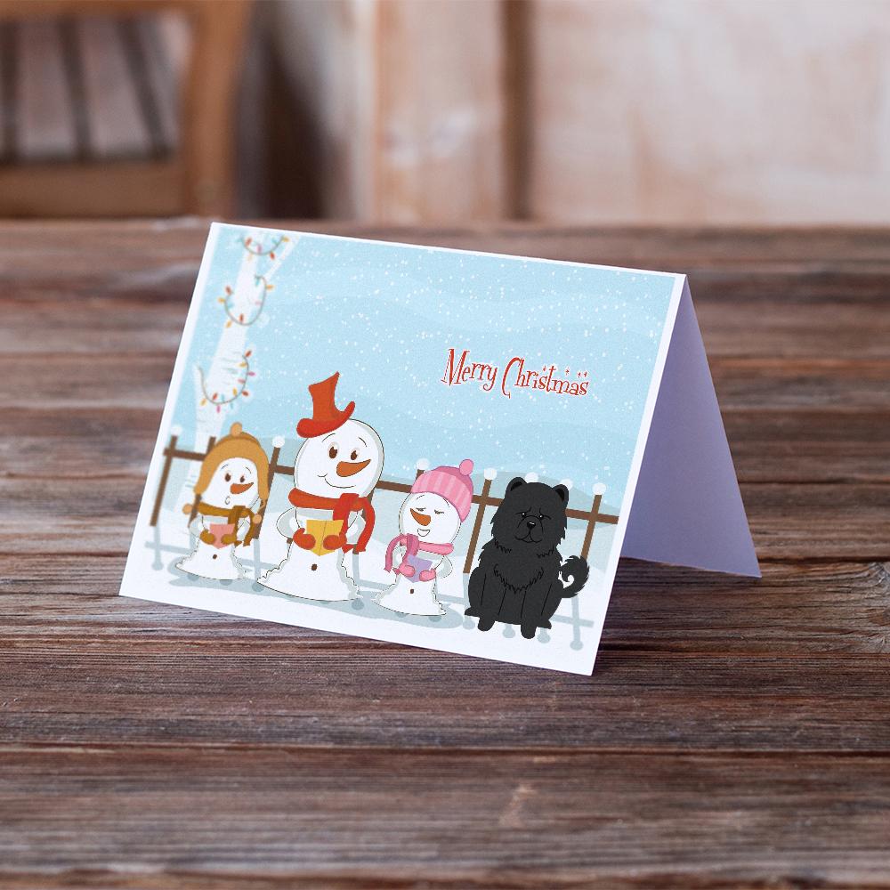 Merry Christmas Carolers Chow Chow Black Greeting Cards Pack of 8 Blank Cards with Envelopes Whimsical A7 Size 5x7