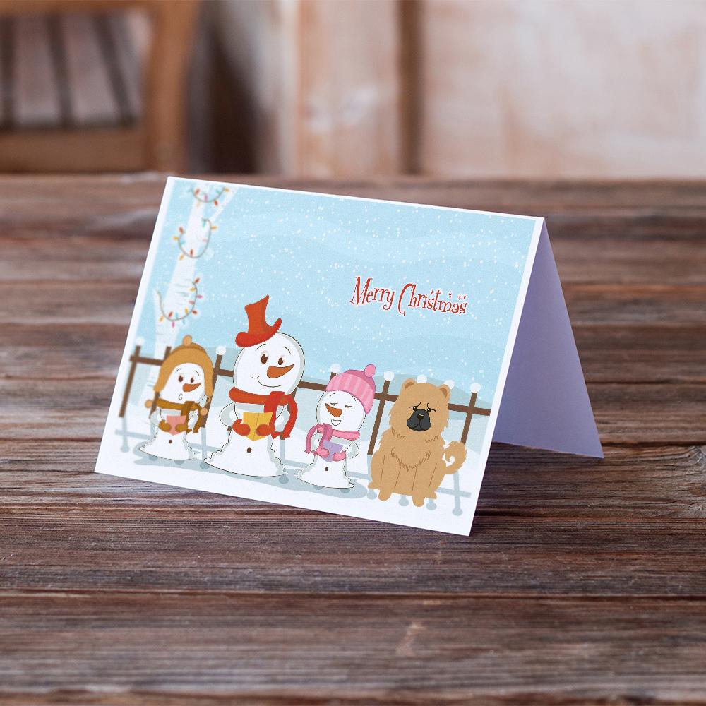 Merry Christmas Carolers Chow Chow Cream Greeting Cards Pack of 8 Blank Cards with Envelopes Whimsical A7 Size 5x7